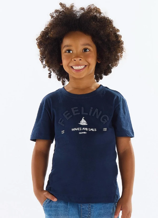 Quimby - Camiseta Menino Meia Malha Azul