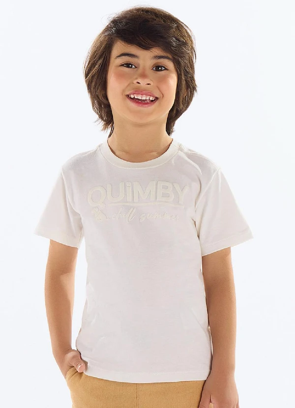 Quimby - Camiseta Menino Meia Malha Bege