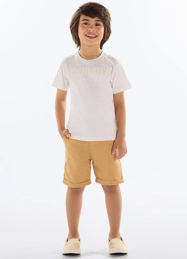 Quimby - Camiseta Menino Meia Malha Bege 2