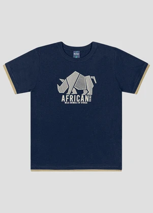 Reirex - Camiseta Menino Meia Malha Estampada Azul - REIREX