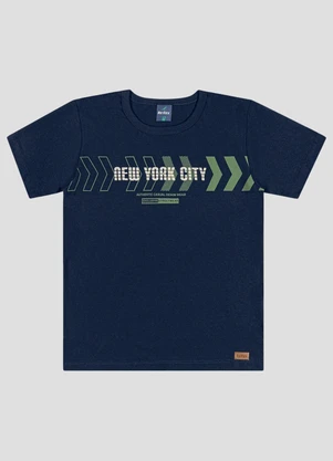 Reirex - Camiseta Menino Meia Malha Estampada Azul - REIREX