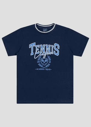 Reirex - Camiseta Menino Meia Malha Estampada Azul - REIREX
