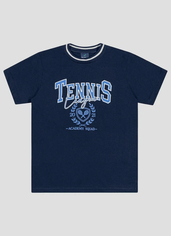 Reirex - Camiseta Menino Meia Malha Estampada Azul
