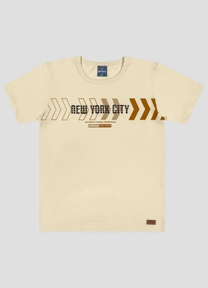 Reirex - Camiseta Menino Meia Malha Estampada Bege - REIREX