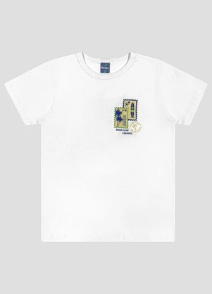 Reirex - Camiseta Menino Meia Malha Estampada Branco - REIREX