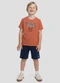 Reirex - Camiseta Menino Meia Malha Estampada Azul - variação: Laranja