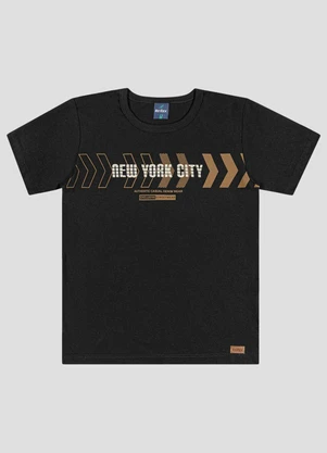 Reirex - Camiseta Menino Meia Malha Estampada Preto - REIREX