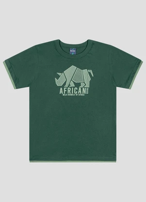 Reirex - Camiseta Menino Meia Malha Estampada Verde - REIREX