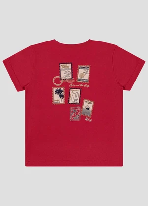 Reirex - Camiseta Menino Meia Malha Estampada Vermelho - REIREX
