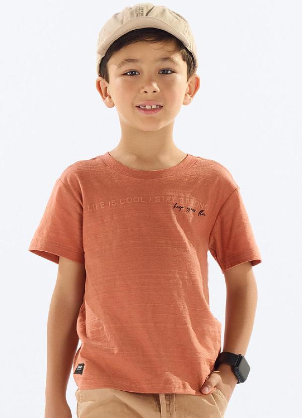 Quimby - Camiseta Menino Meia Malha Flamê Marrom