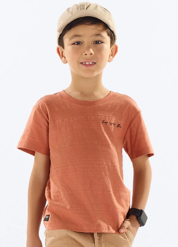 Quimby - Camiseta Menino Meia Malha Flamê Marrom