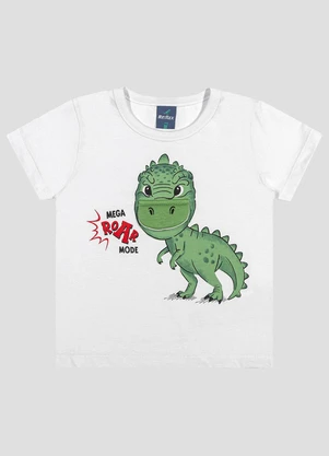 Reirex - Camiseta Menino Meia Malha Interativa Branco - REIREX
