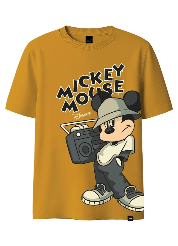 Malwee Kids - Camiseta Mickey Mouse® em Malha Amarelo Mostarda