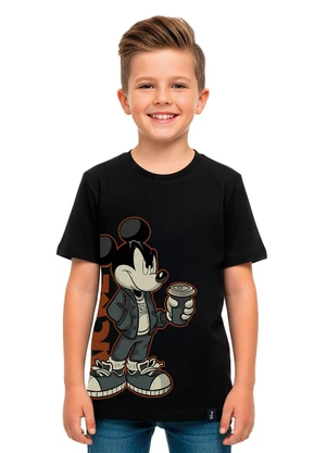Malwee Kids - Camiseta Mickey Mouse® em Malha Preto - MALWEE KIDS