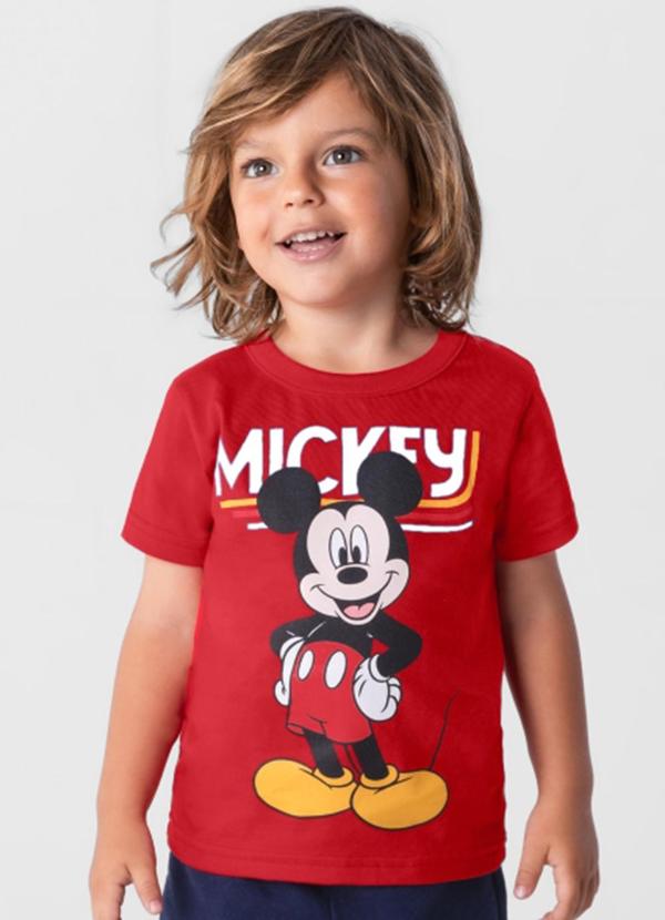Brandili - Camiseta Mickey Mouse Infantil Menino Vermelho