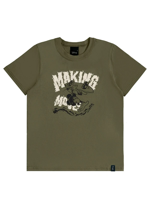 Malwee Kids - Camiseta Mickey Mouse Menino Verde Militar