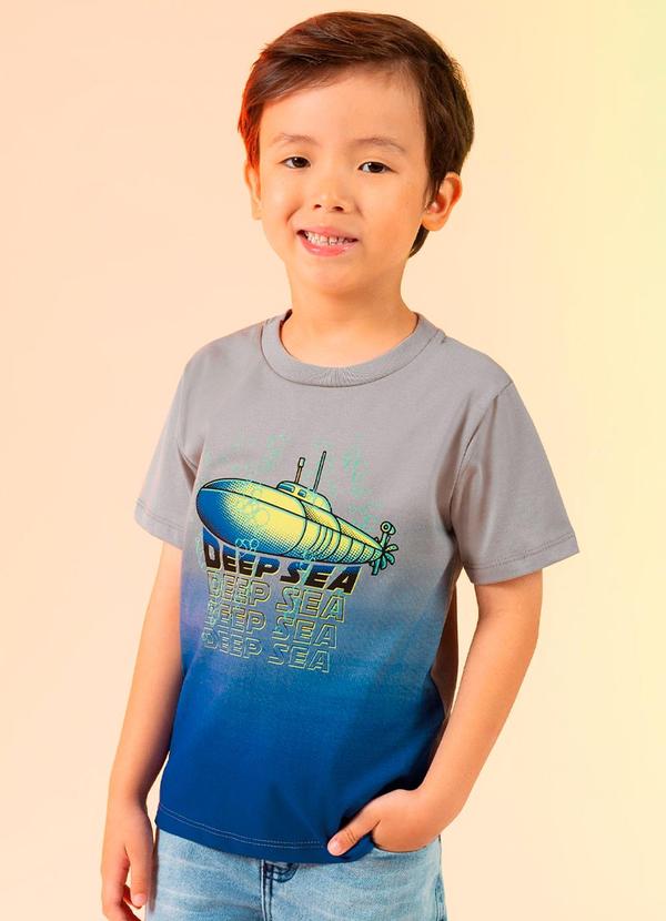 Cativa Kids - Camiseta Oceano Degradê Cinza
