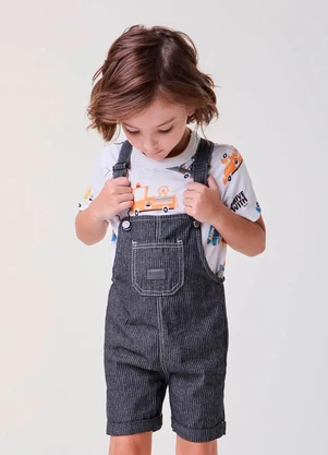 Bimbi - Camiseta Off White com Carrinhos Off White - BIMBI