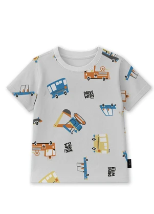 Bimbi - Camiseta Off White com Carrinhos Off White - BIMBI