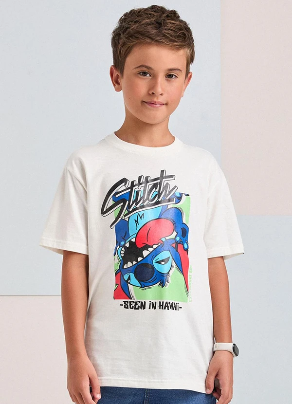 Youccie - Camiseta Off White do Stitch Pérola