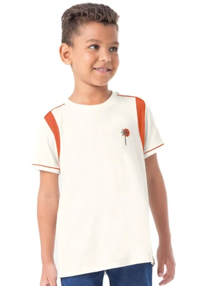 Carinhoso - Camiseta Off White Palmeira em Puff Menino - CARINHOSO