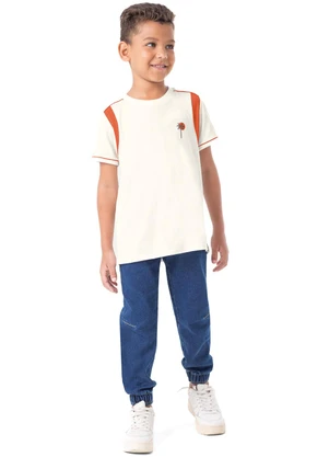 Carinhoso - Camiseta Off White Palmeira em Puff Menino - CARINHOSO