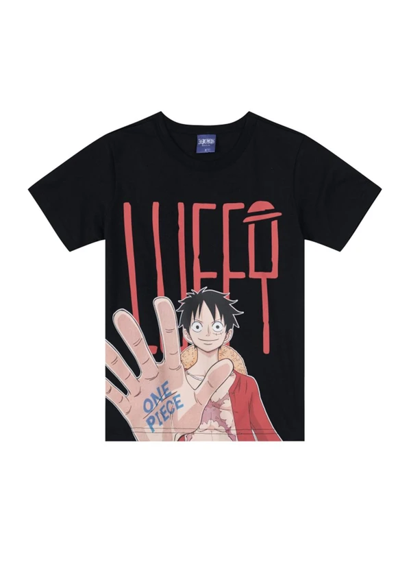 Brandili - Camiseta One Piece Infantil Unissex  Preto 3