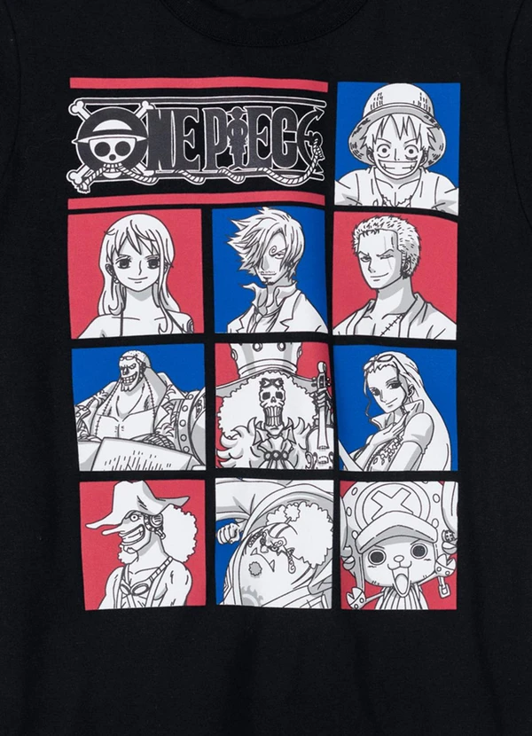 Brandili - Camiseta One Piece Infantil Unissex  Preto 2