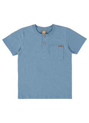 Up Baby - Camiseta para Menino em Linho Flamê Azul - UP BABY