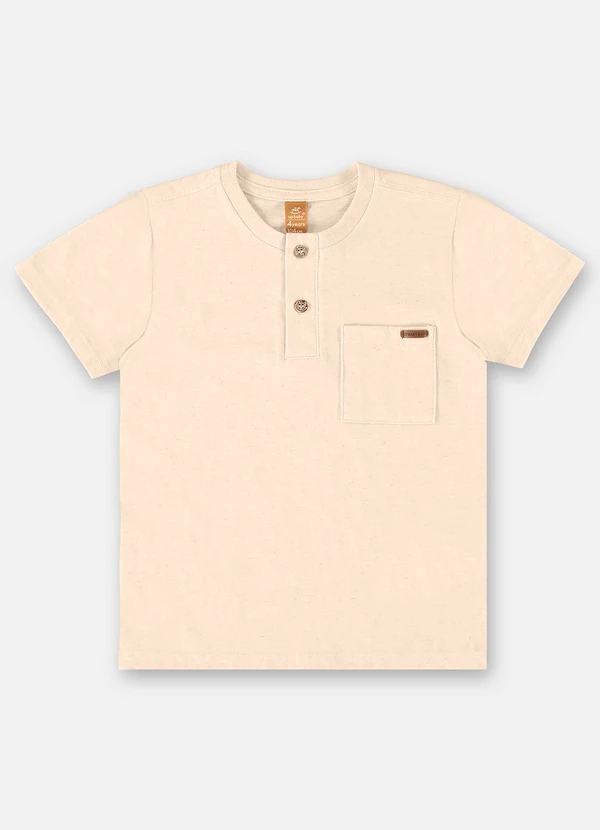 Up Baby - Camiseta para Menino em Linho Flamê Bege