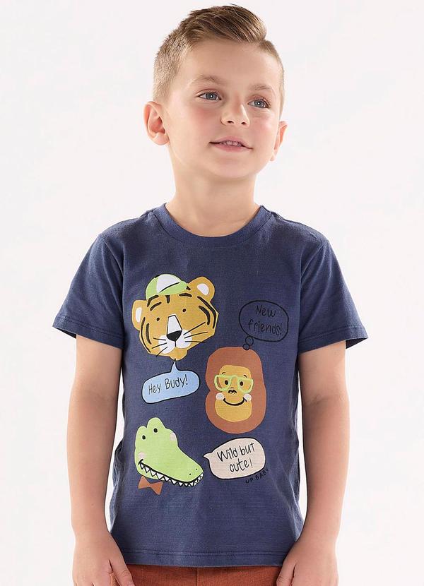 Up Baby - Camiseta para Menino em Meia Malha Azul