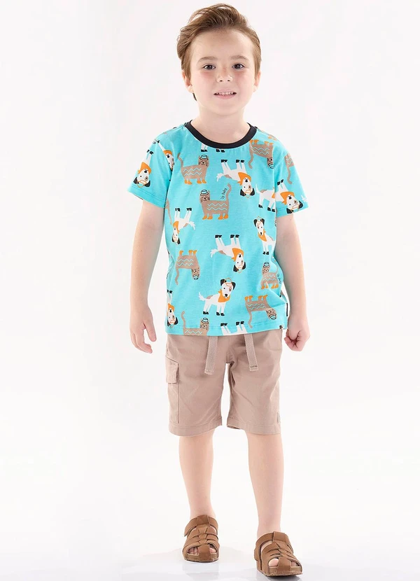 Up Baby - Camiseta para Menino em Meia Malha Azul 2