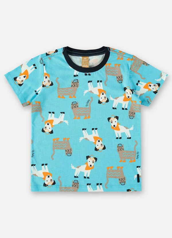 Up Baby - Camiseta para Menino em Meia Malha Azul 3
