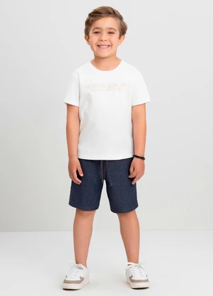 Camiseta para Menino em Meia Malha Quimby Branco - QUIMBY