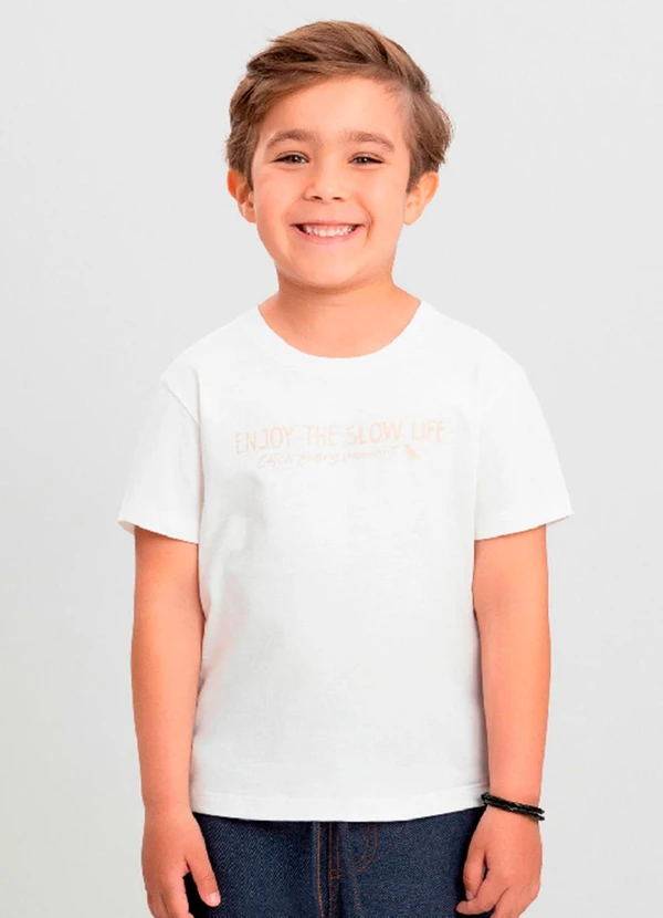Quimby - Camiseta para Menino em Meia Malha Quimby Branco