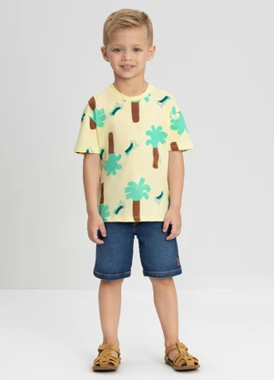 Camiseta para Menino em Meia Malha Up Baby Amarelo - UP BABY