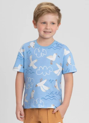 Camiseta para Menino em Meia Malha Up Baby Azul - UP BABY