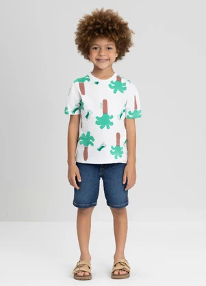 Camiseta para Menino em Meia Malha Up Baby Branco - UP BABY