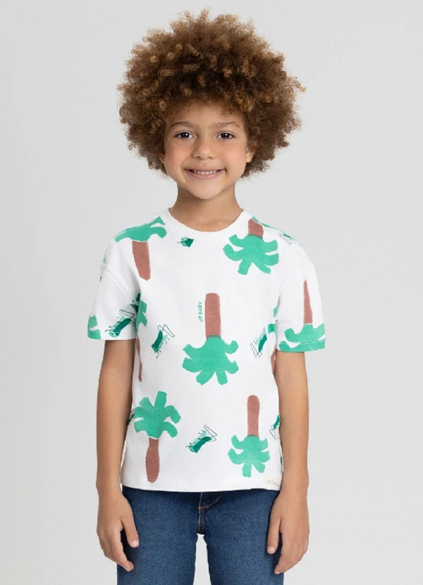 Up Baby - Camiseta para Menino em Meia Malha Up Baby Branco