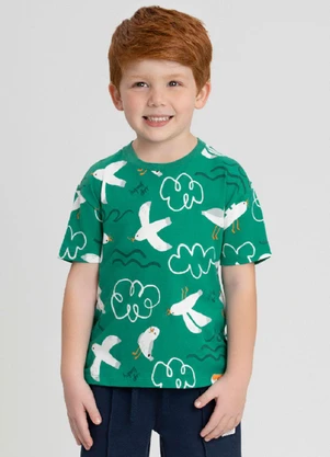 Camiseta para Menino em Meia Malha Up Baby Verde - UP BABY