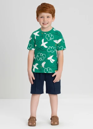 Camiseta para Menino em Meia Malha Up Baby Verde - UP BABY