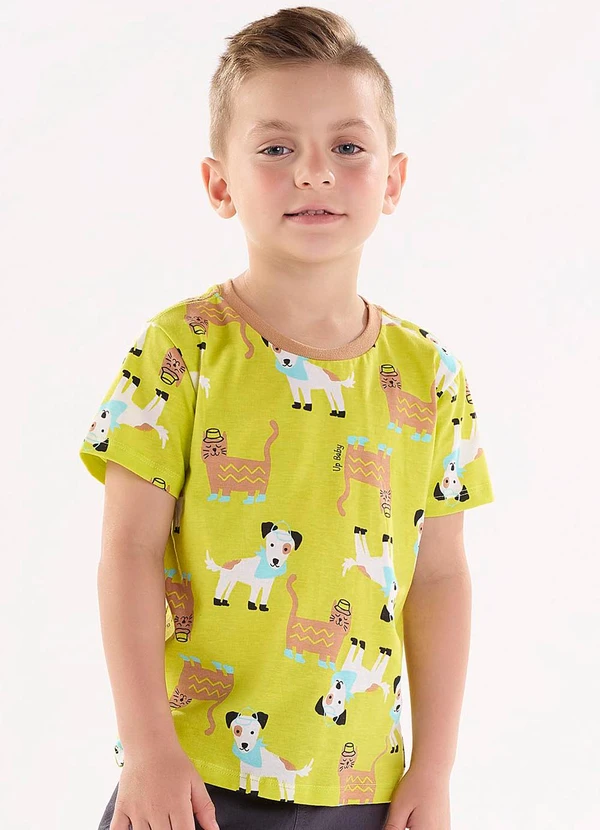 Up Baby - Camiseta para Menino em Meia Malha Verde