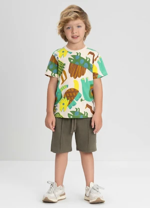 Camiseta para Menino Estampada Up Baby Bege - UP BABY