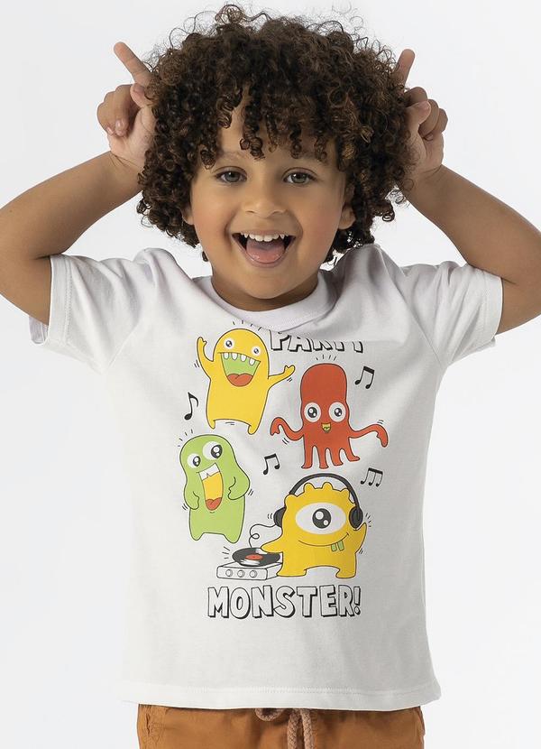 Cativa Kids - Camiseta Party Monster Branco