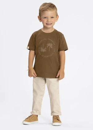 Alakazoo - Camiseta Penteada com Estampa Marrom - ALAKAZOO