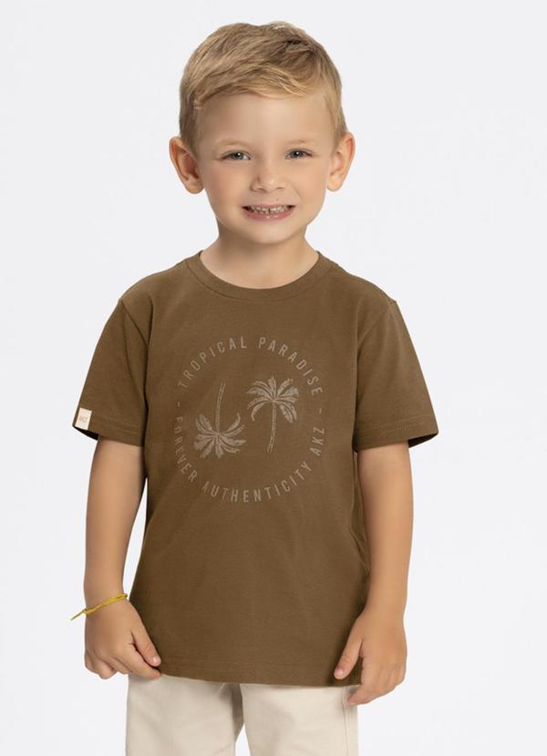 Alakazoo - Camiseta Penteada com Estampa Marrom
