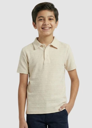 Turminha - Camiseta Polo Menino Text. Off White - TURMINHA