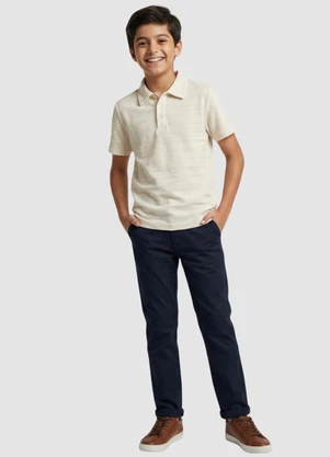 Turminha - Camiseta Polo Menino Text. Off White - TURMINHA