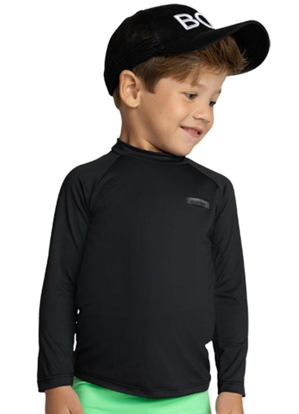Marlan - Camiseta Praia Manga Longa Proteção Uv50+ Preto