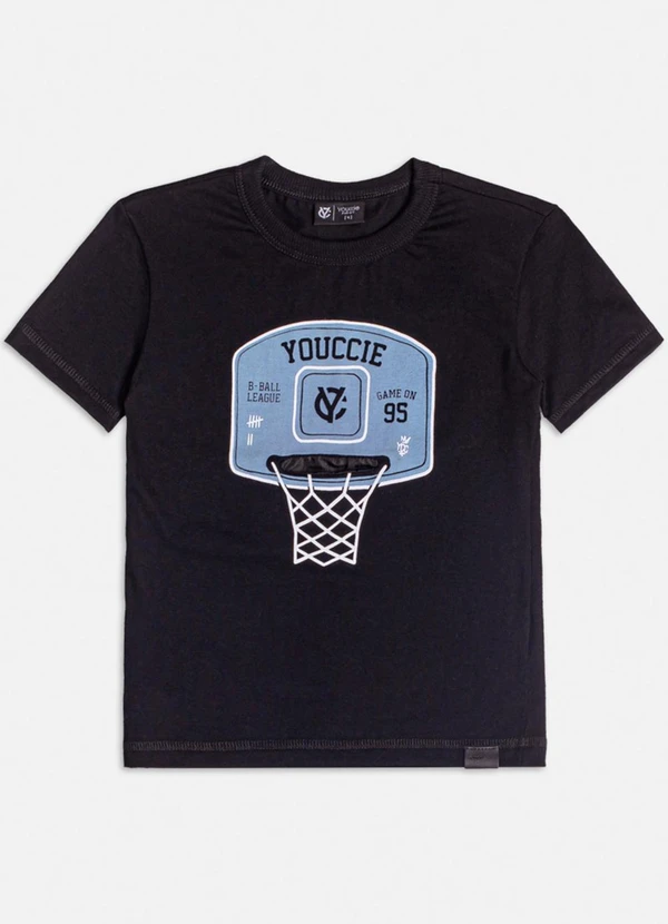Youccie - Camiseta Preta com Estampa de Basquete Preto